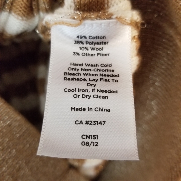 Talbots S Petite Ivory, Tan & Gold Cableknit Crewneck sweater Long sleeve - Picture 4 of 7